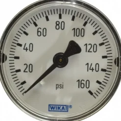 Pressure Gauge: 2" Dial, 1/4" Thread, NPT, Center Back Mount