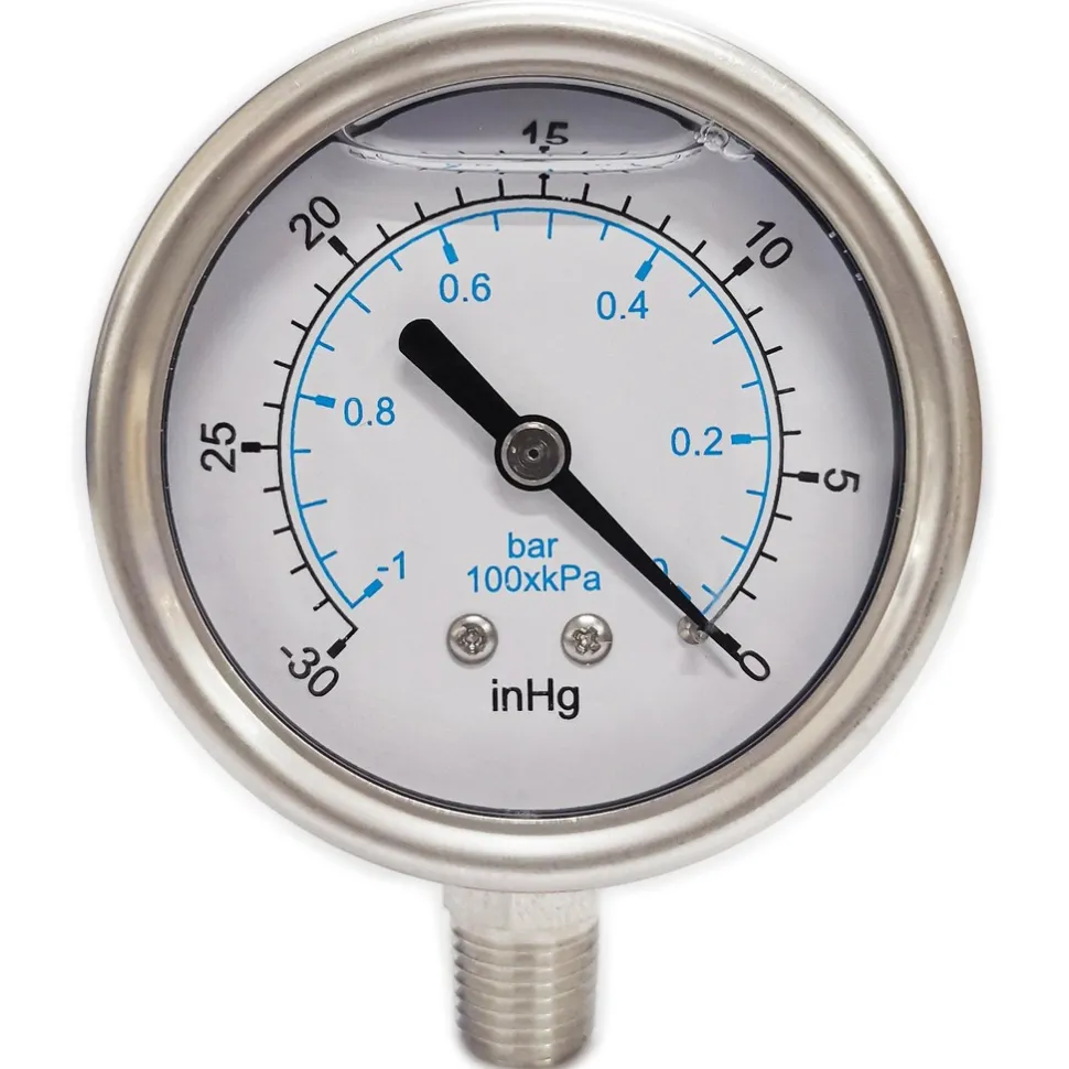 Pressure Gauge: 2-1/2" Dial, 1/4" Thread, NPT, Lower Mount