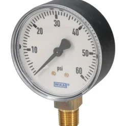 Pressure Gauge: 2-1/2" Dial, 1/4" Thread, NPT, Lower Mount