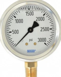 Pressure Gauge: 2-1/2" Dial, 0 to 3,000 psi, 1/4" Thread, NPT, Lower Mount