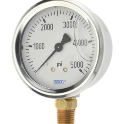 Pressure Gauge: 2-1/2" Dial, 0 to 5,000 psi, 1/4" Thread, NPT, Lower Mount