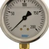 Pressure Gauge: 2-1/2" Dial, 0 to 200 psi, 1/4" Thread, NPT, Lower Mount