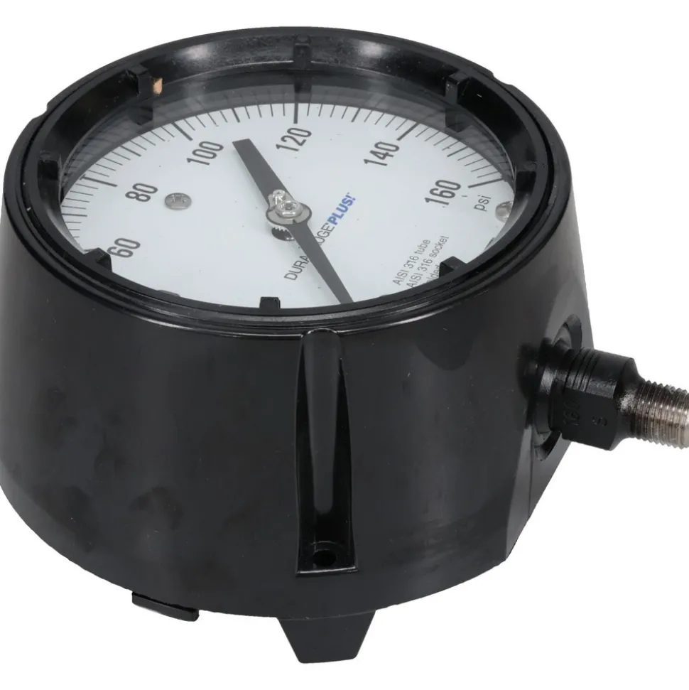 Pressure Gauge: 4-1/2" Dial, 0 to 160 psi, 1/4" Thread, MNPT, Rear Flange Mount