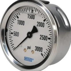 Pressure Gauge: 2-1/2" Dial, 0 to 3,000 psi, 1/4" Thread, NPT, Center Back Mount