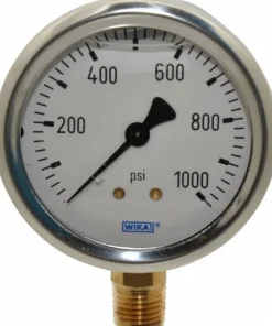 Pressure Gauge: 2-1/2" Dial, 0 to 1,000 psi, 1/4" Thread, NPT, Lower Mount