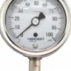 Pressure Gauge: 2-1/2" Dial, 0 to 100 psi, 1/4" Thread, NPT, Lower Mount