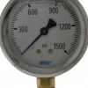 Pressure Gauge: 2-1/2" Dial, 0 to 1,500 psi, 1/4" Thread, NPT, Lower Mount