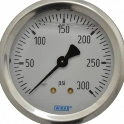 Pressure Gauge: 2-1/2" Dial, 0 to 300 psi, 1/4" Thread, NPT, Center Back Mount
