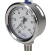 Pressure Gauge: 2-1/2" Dial, 0 to 100 psi, 1/4" Thread, NPT, Lower Mount