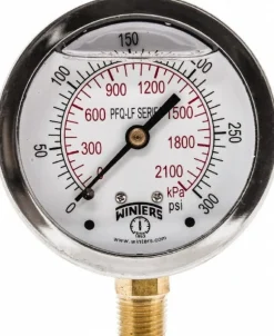 Pressure Gauge: 2-1/2" Dial, 0 to 300 psi, 1/4" Thread, NPT, Lower Mount
