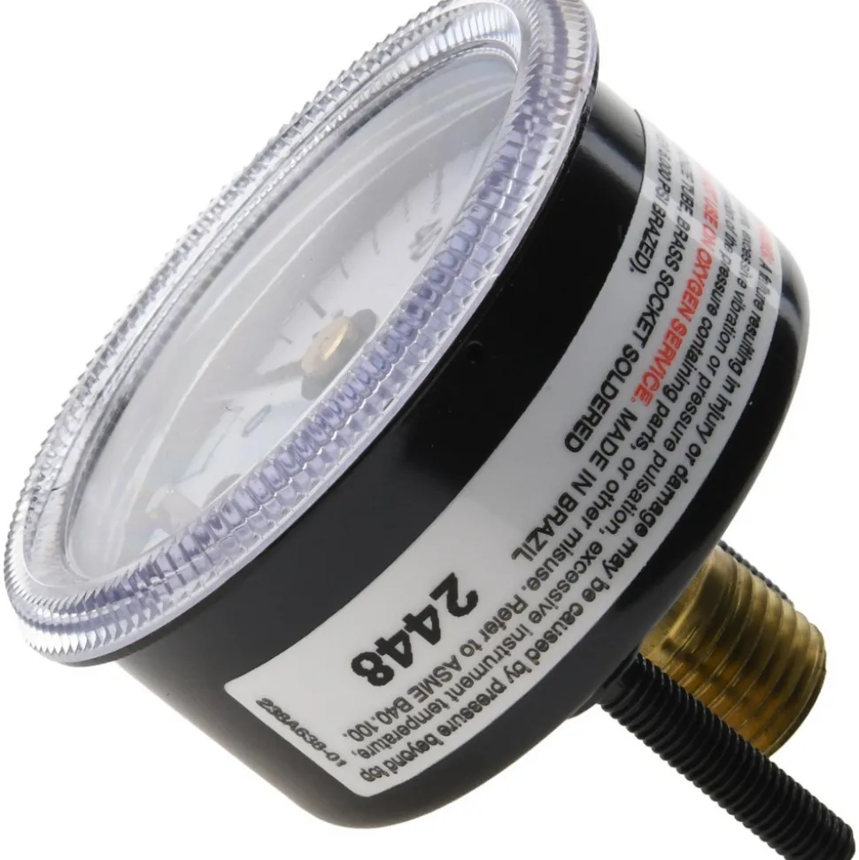 Pressure Gauge: 2" Dial, 0 to 160 psi, 1/4" Thread, NPT, Center Back Mount