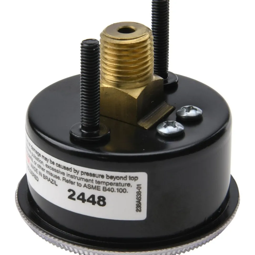 Pressure Gauge: 2" Dial, 0 to 160 psi, 1/4" Thread, NPT, Center Back Mount
