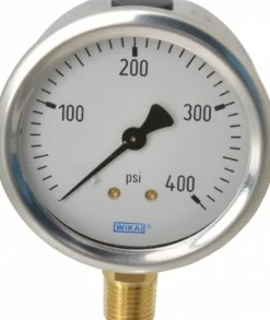 Pressure Gauge: 2-1/2" Dial, 0 to 400 psi, 1/4" Thread, NPT, Lower Mount