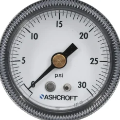 Pressure Gauge: 1-1/2" Dial, 0 to 30 psi, 1/8" Thread, NPT, Center Back Mount