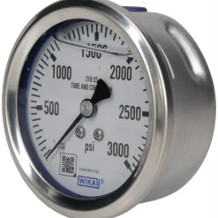 Pressure Gauge: 2-1/2" Dial, 0 to 3,000 psi, 1/4" Thread, NPT, Center Back Mount