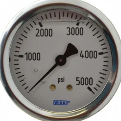 Pressure Gauge: 2-1/2" Dial, 0 to 5,000 psi, 1/4" Thread, NPT, Center Back Mount