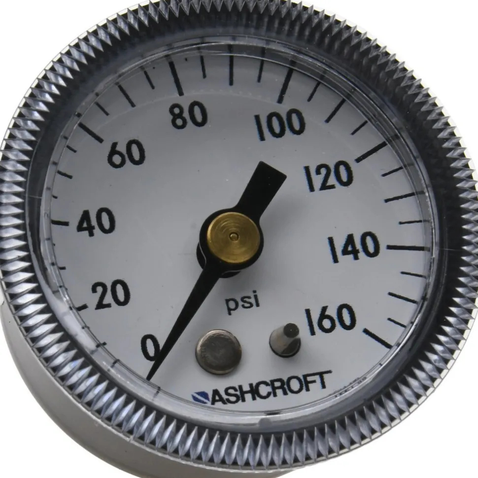 Pressure Gauge: 1-1/2" Dial, 0 to 160 psi, 1/8" Thread, NPT, Center Back Mount
