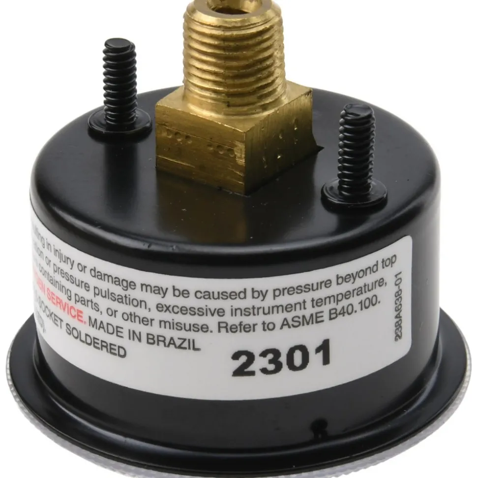 Pressure Gauge: 1-1/2" Dial, 0 to 160 psi, 1/8" Thread, NPT, Center Back Mount