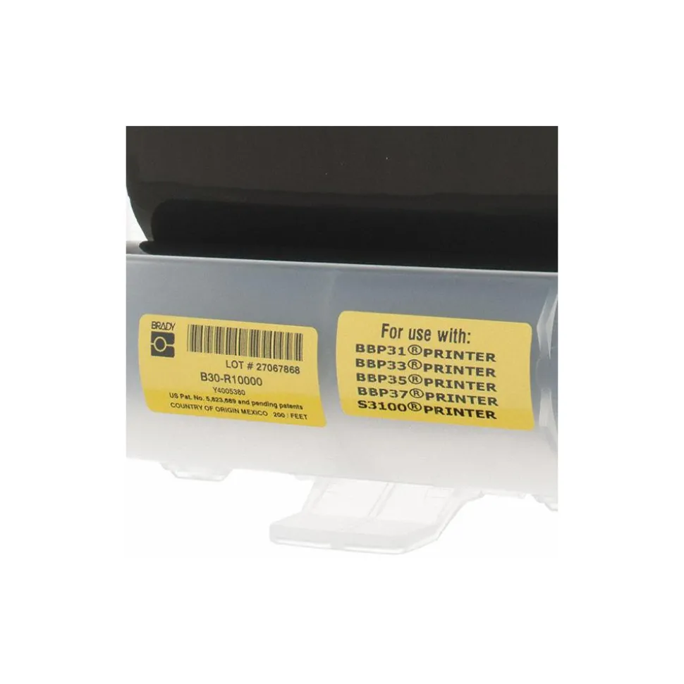 Printer Ribbon: 4.33" Wide, 200' Long, Black, Resin