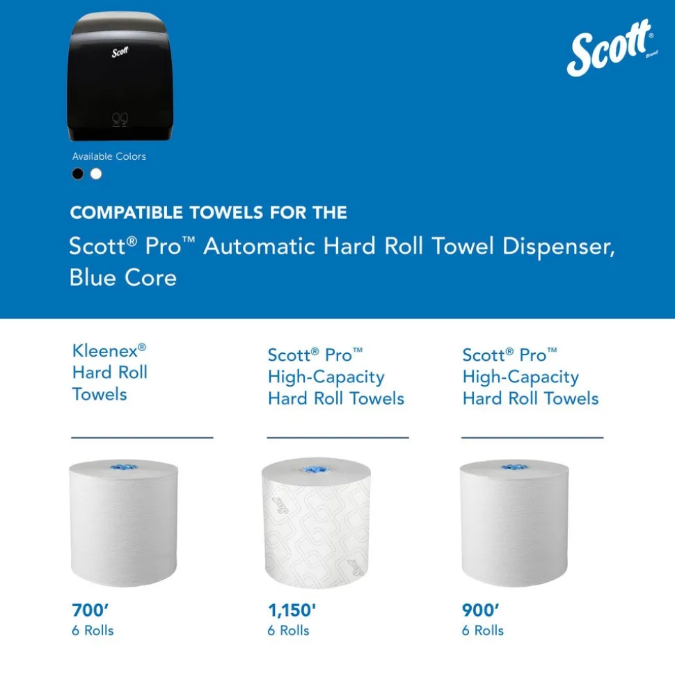 Pro Automatic Hard Roll Towel Dispenser, Black, for Blue Core Scott Pro Roll Towels, 12.66" x 16.44" x 9.18"