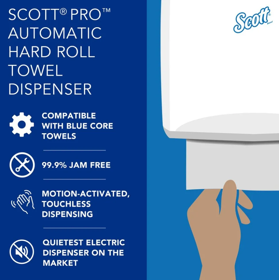 Pro Automatic Hard Roll Towel Dispenser, Black, for Blue Core Scott Pro Roll Towels, 12.66" x 16.44" x 9.18"