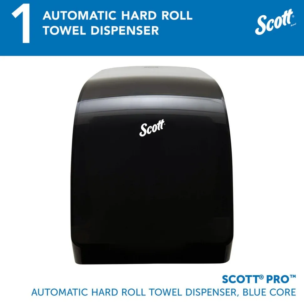 Pro Automatic Hard Roll Towel Dispenser, Black, for Blue Core Scott Pro Roll Towels, 12.66" x 16.44" x 9.18"