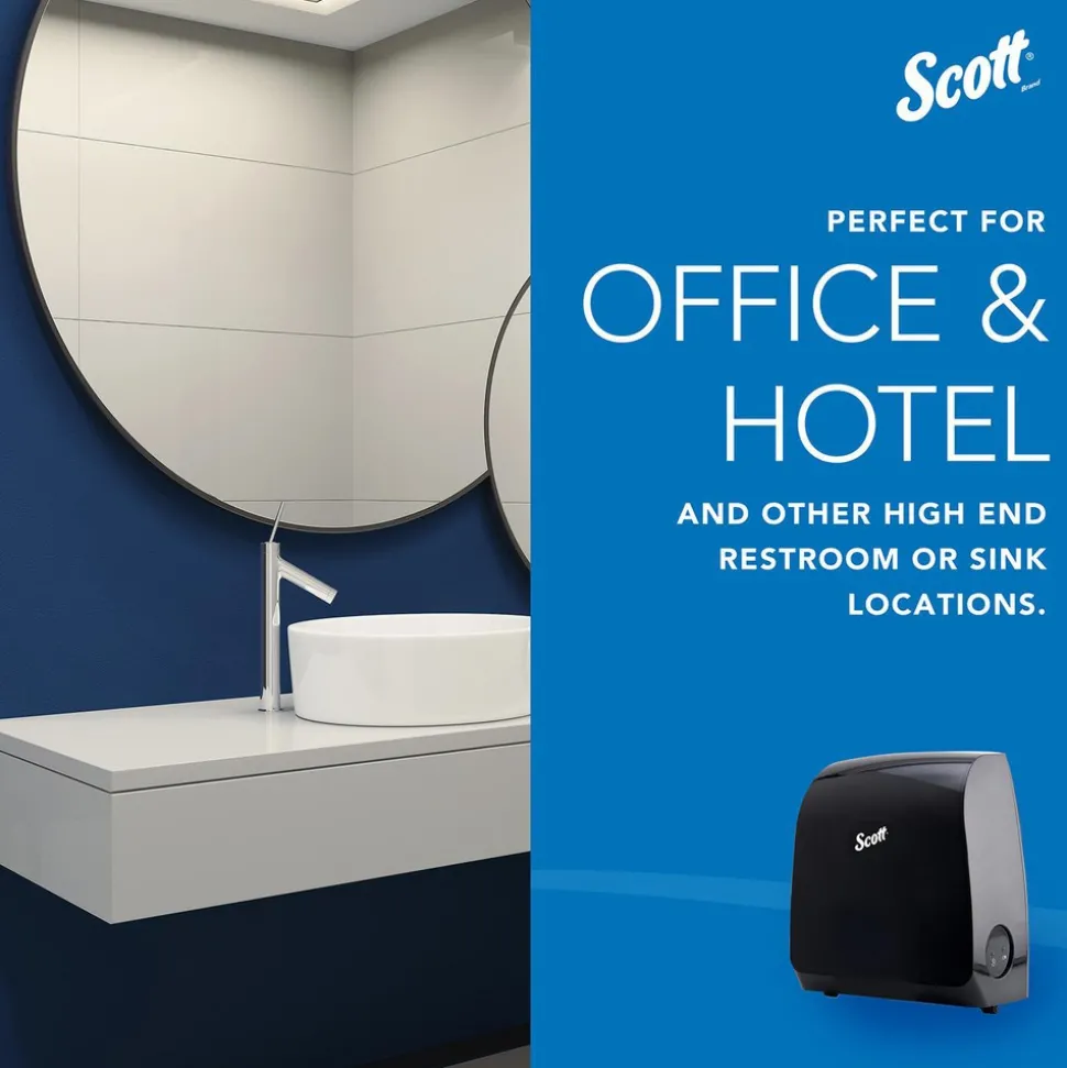 Pro Automatic Hard Roll Towel Dispenser, Black, for Blue Core Scott Pro Roll Towels, 12.66" x 16.44" x 9.18"