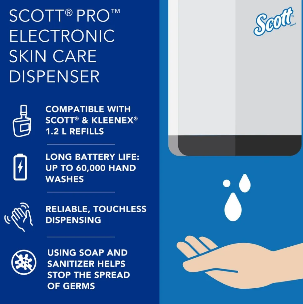 Pro High Capacity Automatic Skin Care Dispenser, Touchless Dispensing, White, 1.2 L Capacity, 7.29" x 11.69" x 4.0"