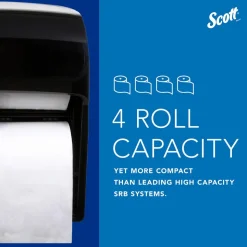 Pro High Capacity Coreless Standard Roll Toilet Paper Dispenser, 4 Roll Capacity, Black, 11.25