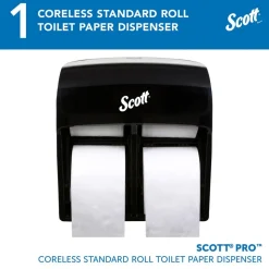Pro High Capacity Coreless Standard Roll Toilet Paper Dispenser, 4 Roll Capacity, Black, 11.25
