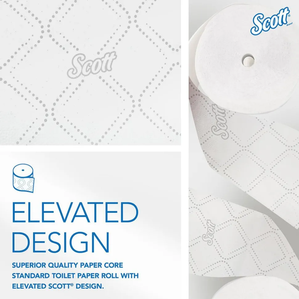 Pro Paper Core High-Capacity Standard Roll Toilet Paper with Elevated Design, 2-Ply, White