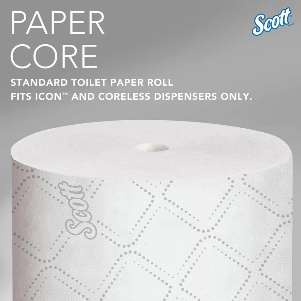 Pro Paper Core High-Capacity Standard Roll Toilet Paper with Elevated Design, 2-Ply, White