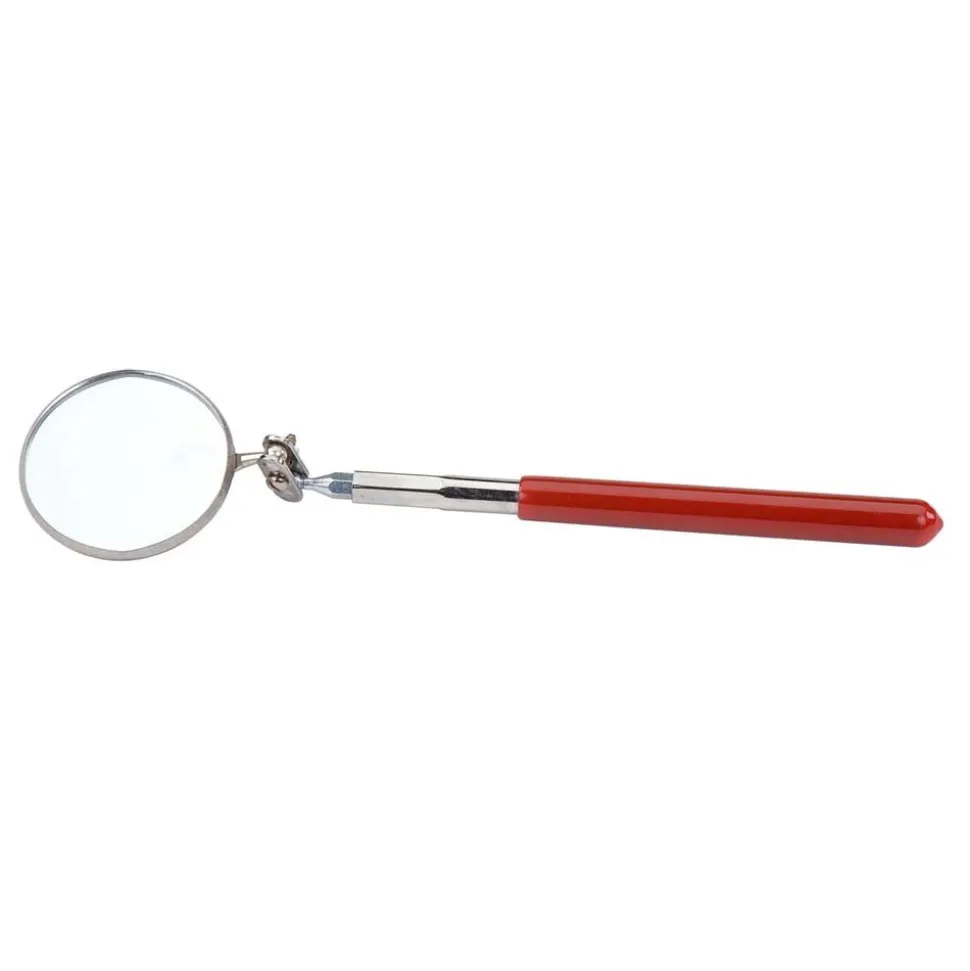 Proto Telescoping Handle Inspection Mirror: Round, 2-1/4" Mirrow Diameter, 14" Extended Length, All Angle Ball Joint