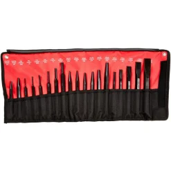 Punch & Chisel Set: 19 Pc, 1/8 - 3/4" Chisel, 1/8 - 3/8" Punch