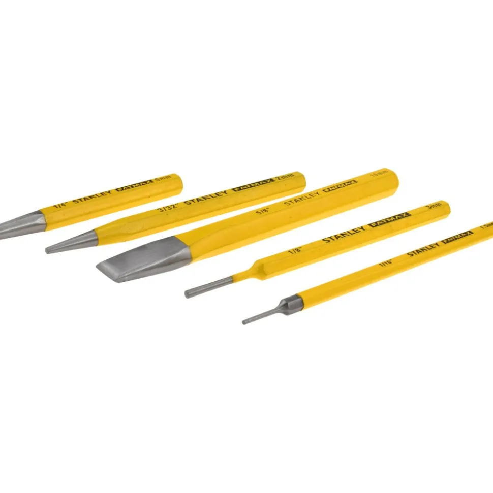 Punch & Chisel Set: 12 Pc, 3/8 - 5/8" Chisel, 1/16 - 5/16" Punch