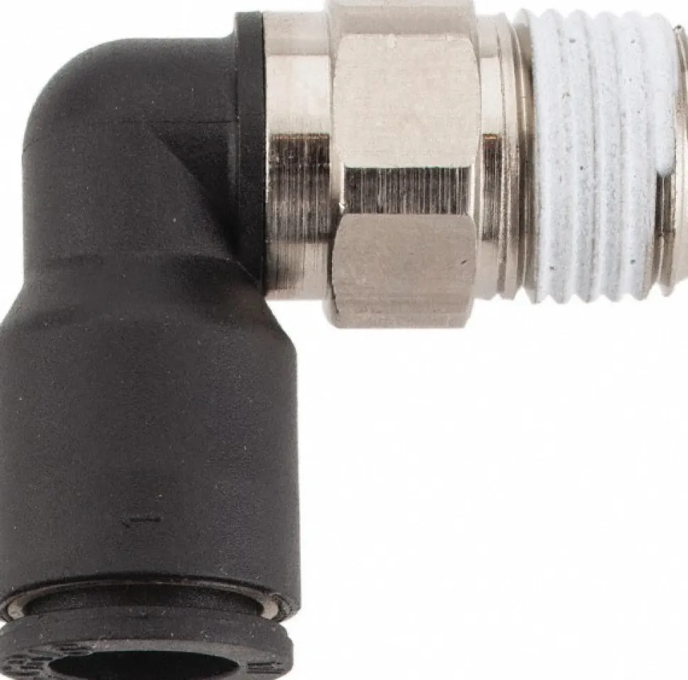 Push-to-Connect Fitting: Male Elbow, NPT, 1/4" OD