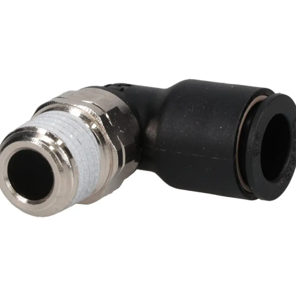Push-to-Connect Fitting: Male Elbow, NPT, 3/8" OD