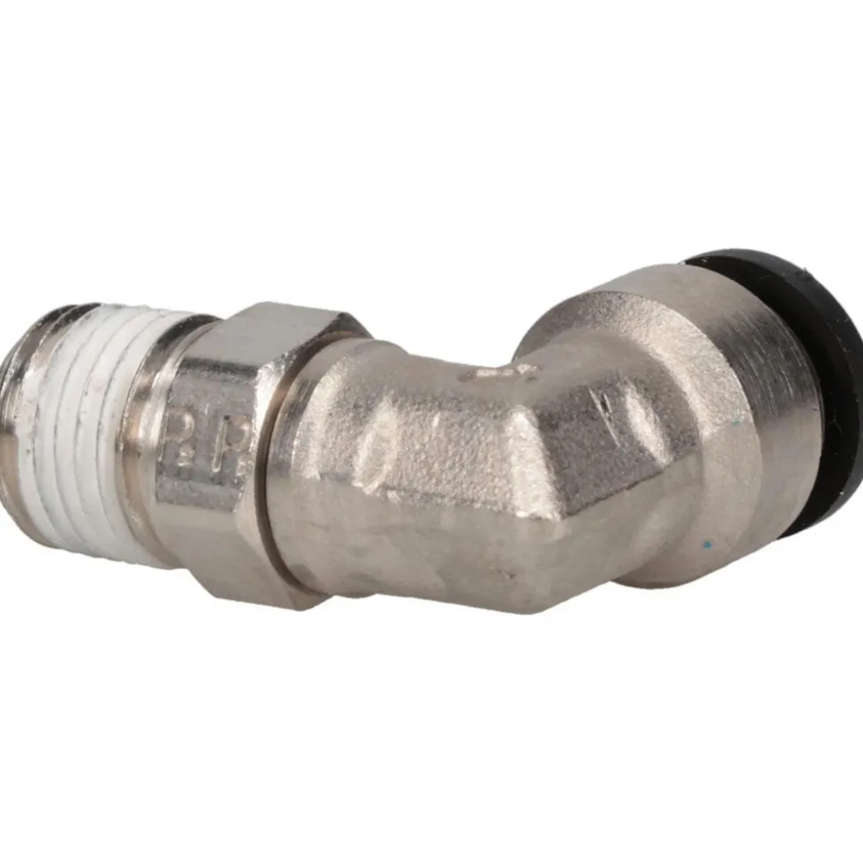 Push-to-Connect Push-to-Connect x Male NPTF Fitting: 90 deg Swivel Elbow, 1/4 Thread, NPTF, 3/8" OD