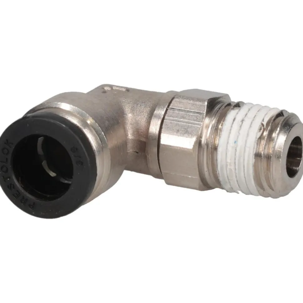 Push-to-Connect Push-to-Connect x Male NPTF Fitting: 90 deg Swivel Elbow, 1/4 Thread, NPTF, 3/8" OD