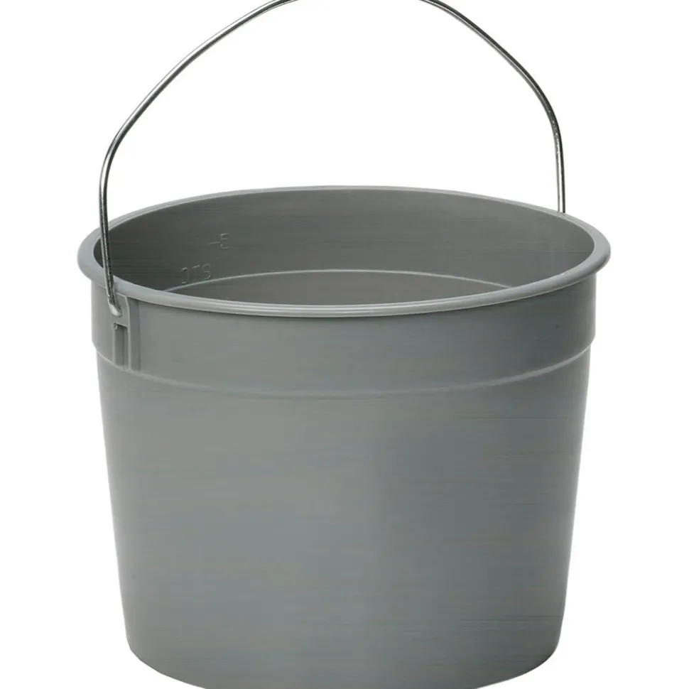 5 Qt, Plastic Round Gray Single Pail