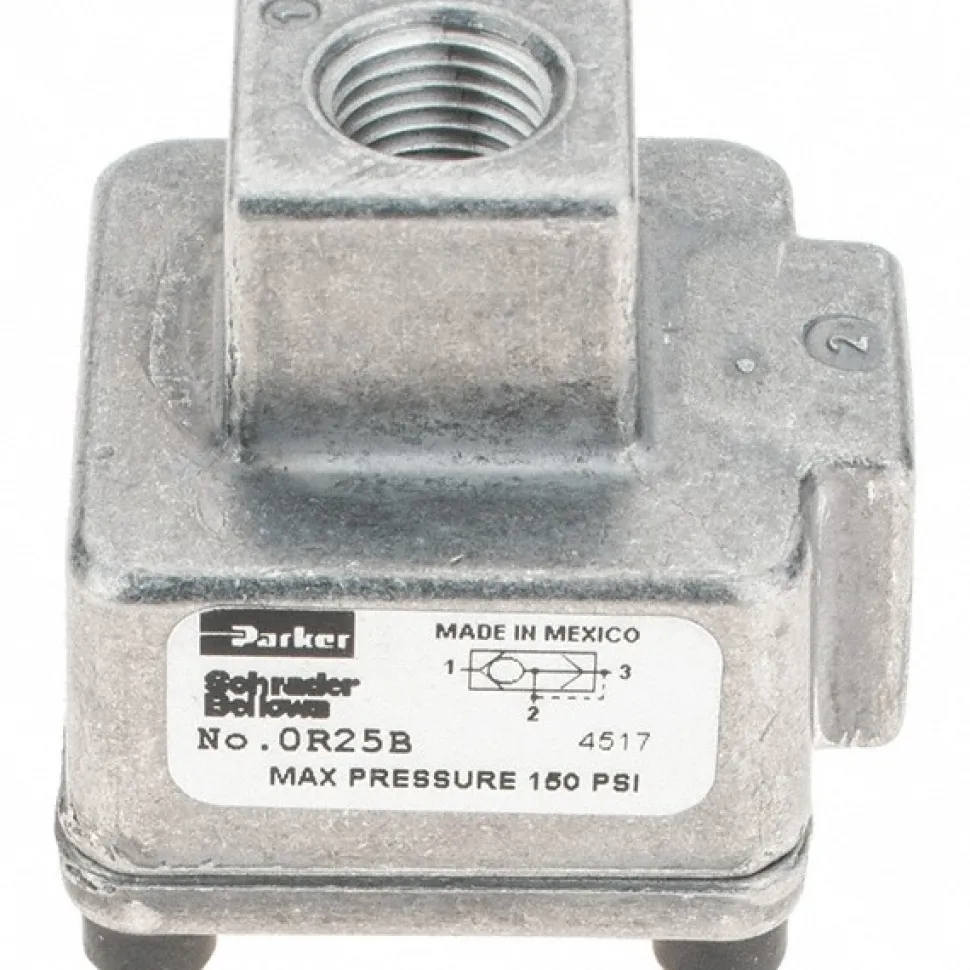 Quick-Exhaust Valves; Inlet Port Size: 1/4; Inlet Port Size: 0.25 in; Exhaust Port Size: 1/4; Exhaust Port Size: 1/4 in; Maximum Working Pressure (psi): 13.8 bar; 200 psi; Maximum Working Pressure (psi): 13.8 bar; 200 psi; Body Material: Aluminum; Maximum Working Pressure: 13.8 bar; 200 psi