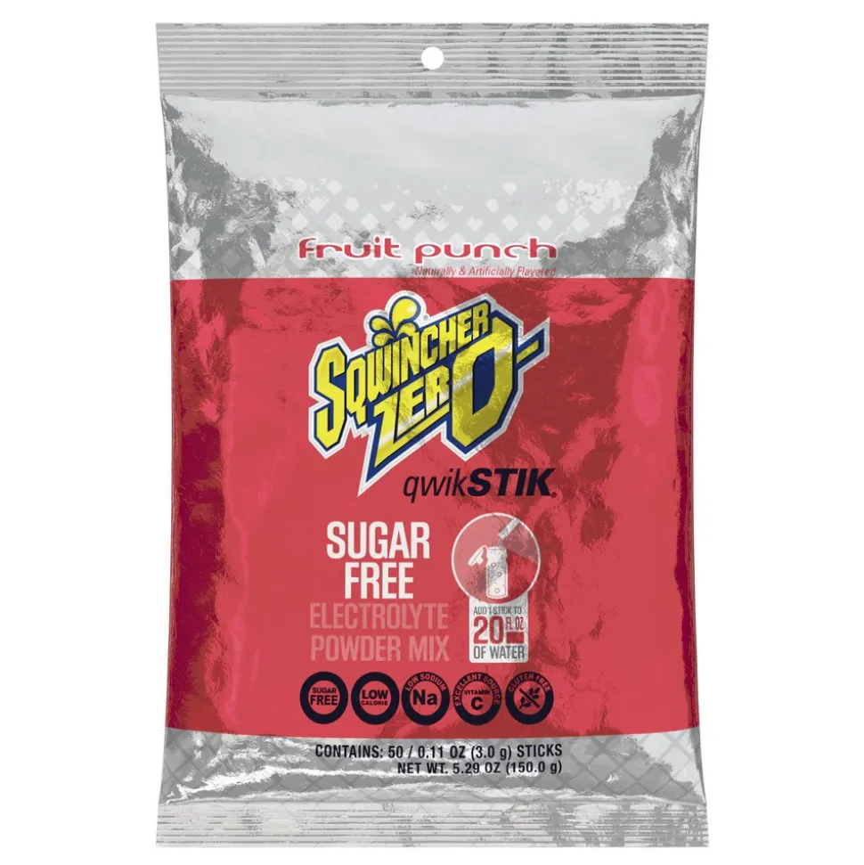 Qwik Stik Sports Drink: 0.11 oz Packet, Fruit Punch, Sugar Free, Powder, Yields 20.00 oz