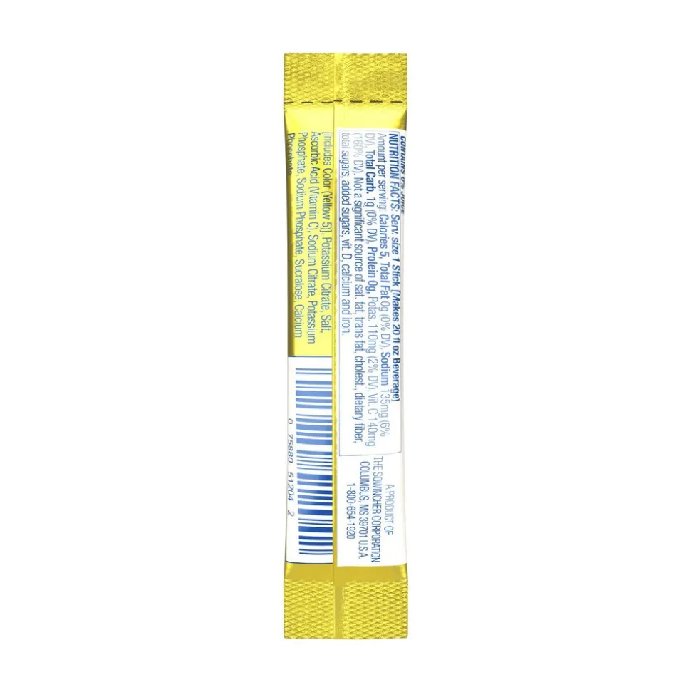 Qwik Stik Sports Drink: 0.11 oz Packet, Lemonade, Sugar Free, Powder, Yields 20.00 oz