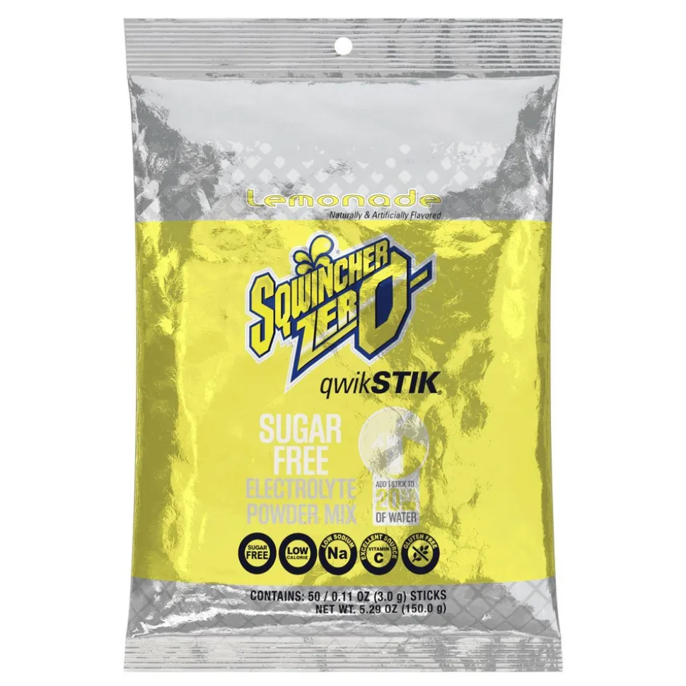 Qwik Stik Sports Drink: 0.11 oz Packet, Lemonade, Sugar Free, Powder, Yields 20.00 oz