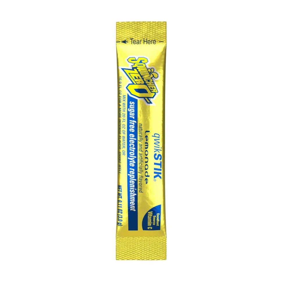 Qwik Stik Sports Drink: 0.11 oz Packet, Lemonade, Sugar Free, Powder, Yields 20.00 oz