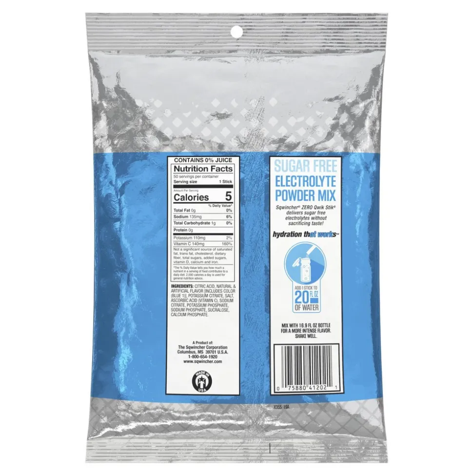 Qwik Stik Sports Drink: 0.11 oz Packet, Mixed Berry, Sugar Free, Powder, Yields 20.00 oz