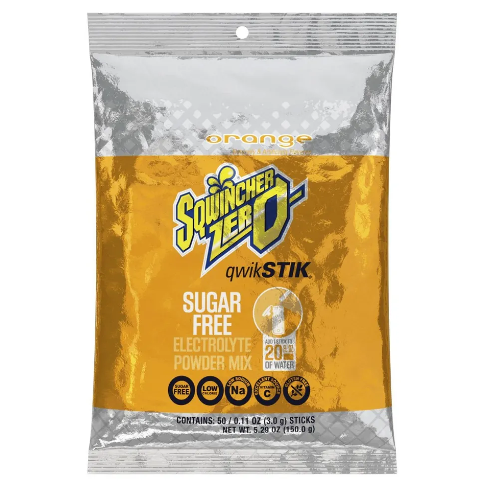 Qwik Stik Sports Drink: 0.11 oz Packet, Orange, Powder, Yields 20.00 oz