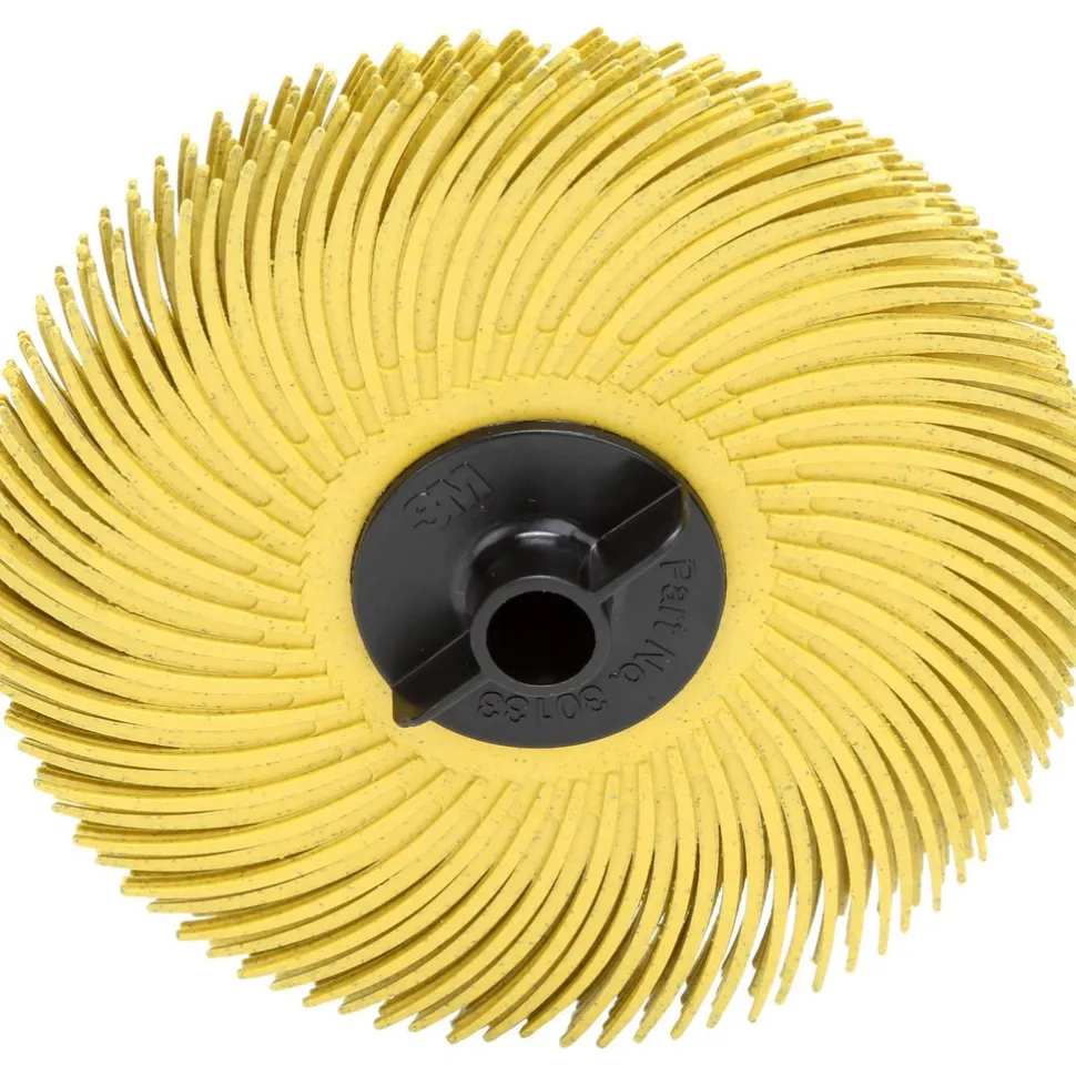 Radial Bristle Brush: 3" Dia, 3/8" Center Hole, Ceramic