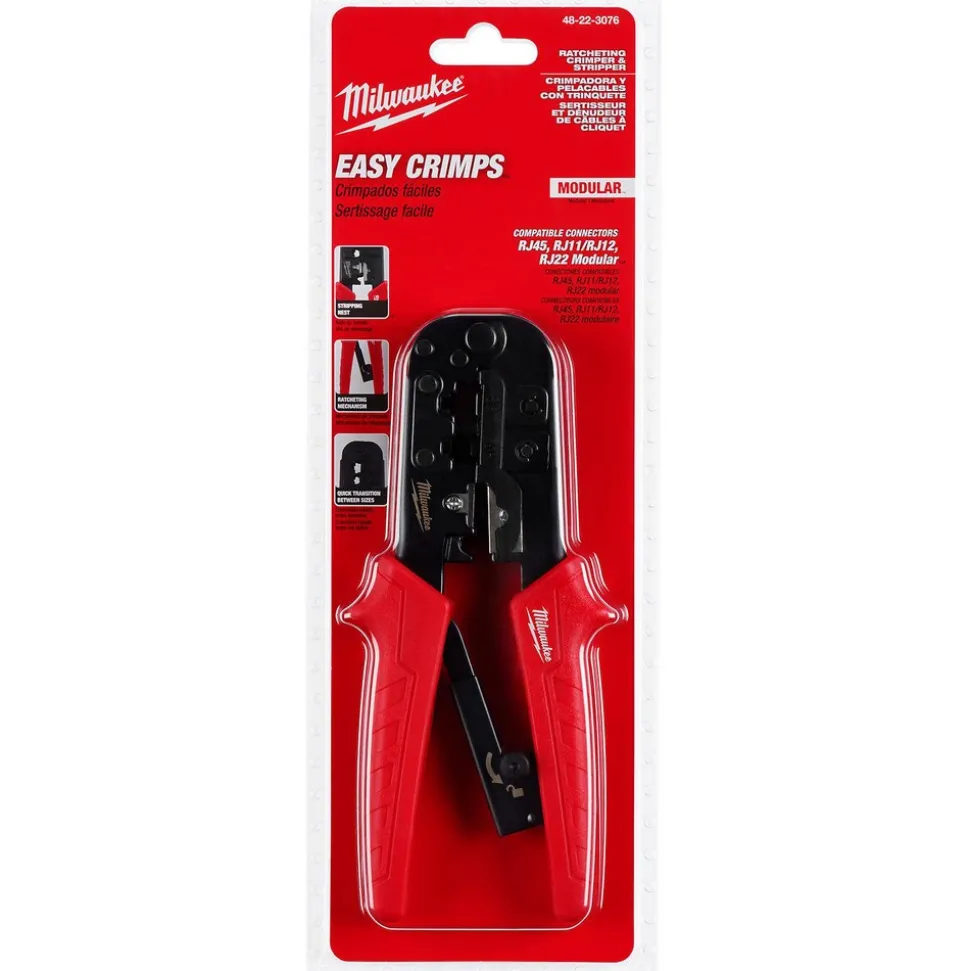 Ratcheting Modular Crimper & Stripper, Straight Handle