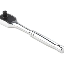 Ratchets; Tool Type: Quick-Release Ratchet; Drive Size: 3/8 in; Head Shape: Pear; Head Style: Fixed; Material: Steel; Finish: Chrome; Overall Length (Inch): 8 in; Insulated: No; Magnetic: No; Non-sparking: No; Number of Gear Teeth: 72; Minimum Arc Swing: 7 °; Tether Style: Not Tether Capable